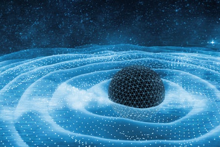 Gravitation waves around black hole in space 3D illustration