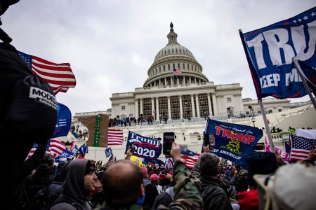 Pro-Trump supporters storm the U.S. Capitol following a rally with President Donald Trump on January 6, 2021 in Washington, DC