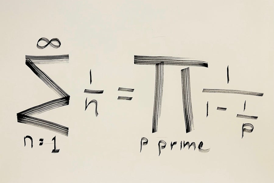 Math equation written in black on white paper.