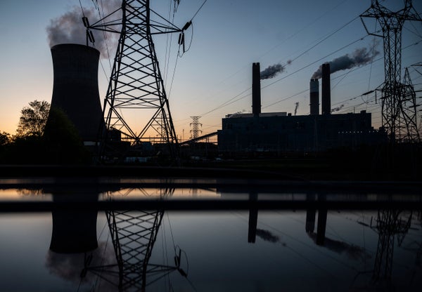 Steam rises from the Miller coal Power Plant in Adamsville, Alabama on April 11, 2021.